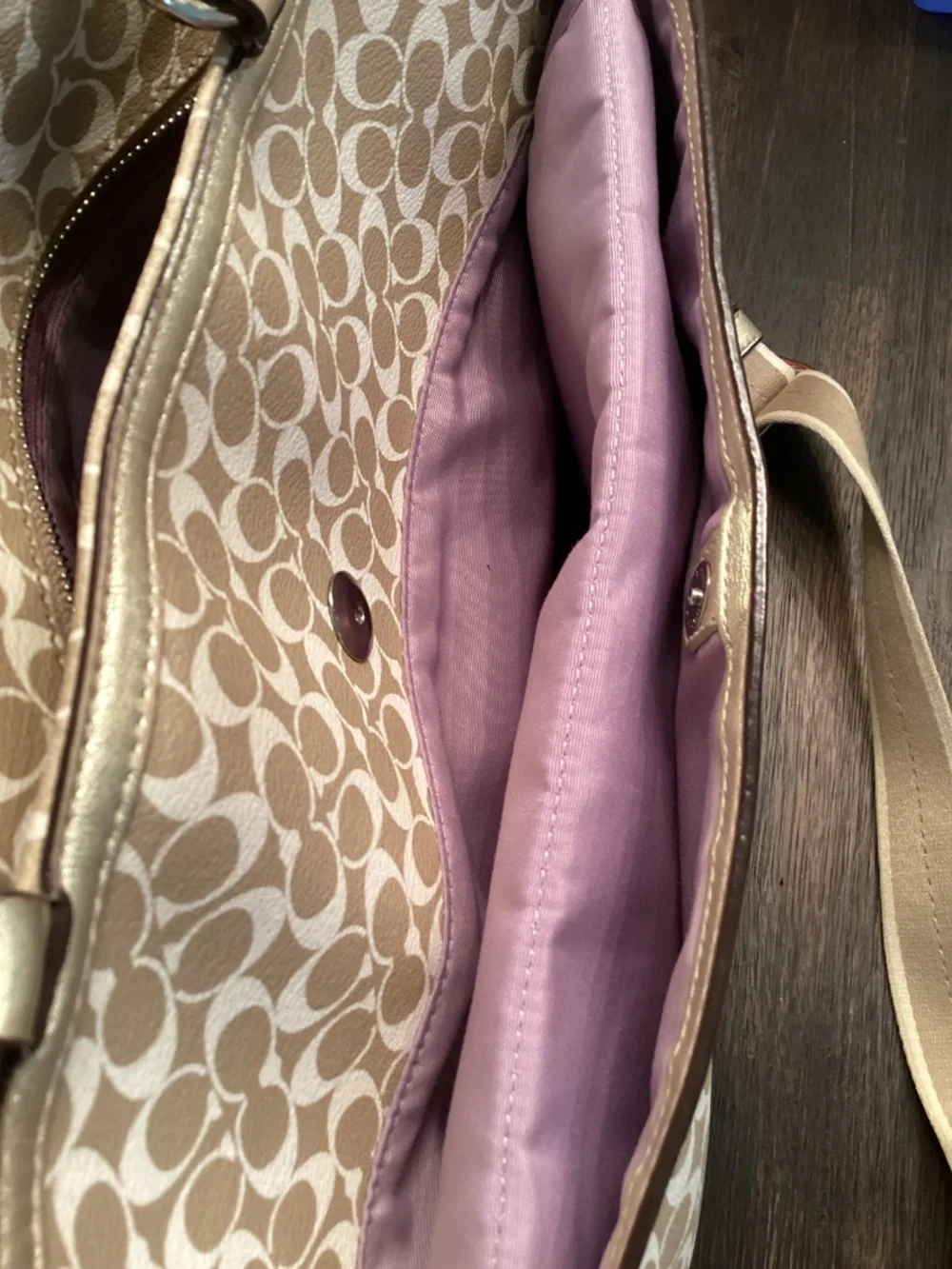 Coach Heritage Stripe Signature Diaper Bag
